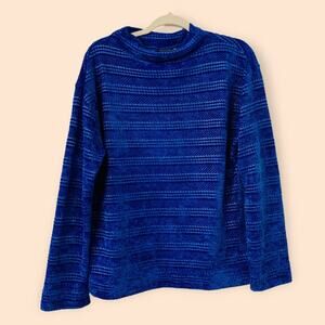 Rafaella | Size Large Blue Knitted Cowl Neck Sweater